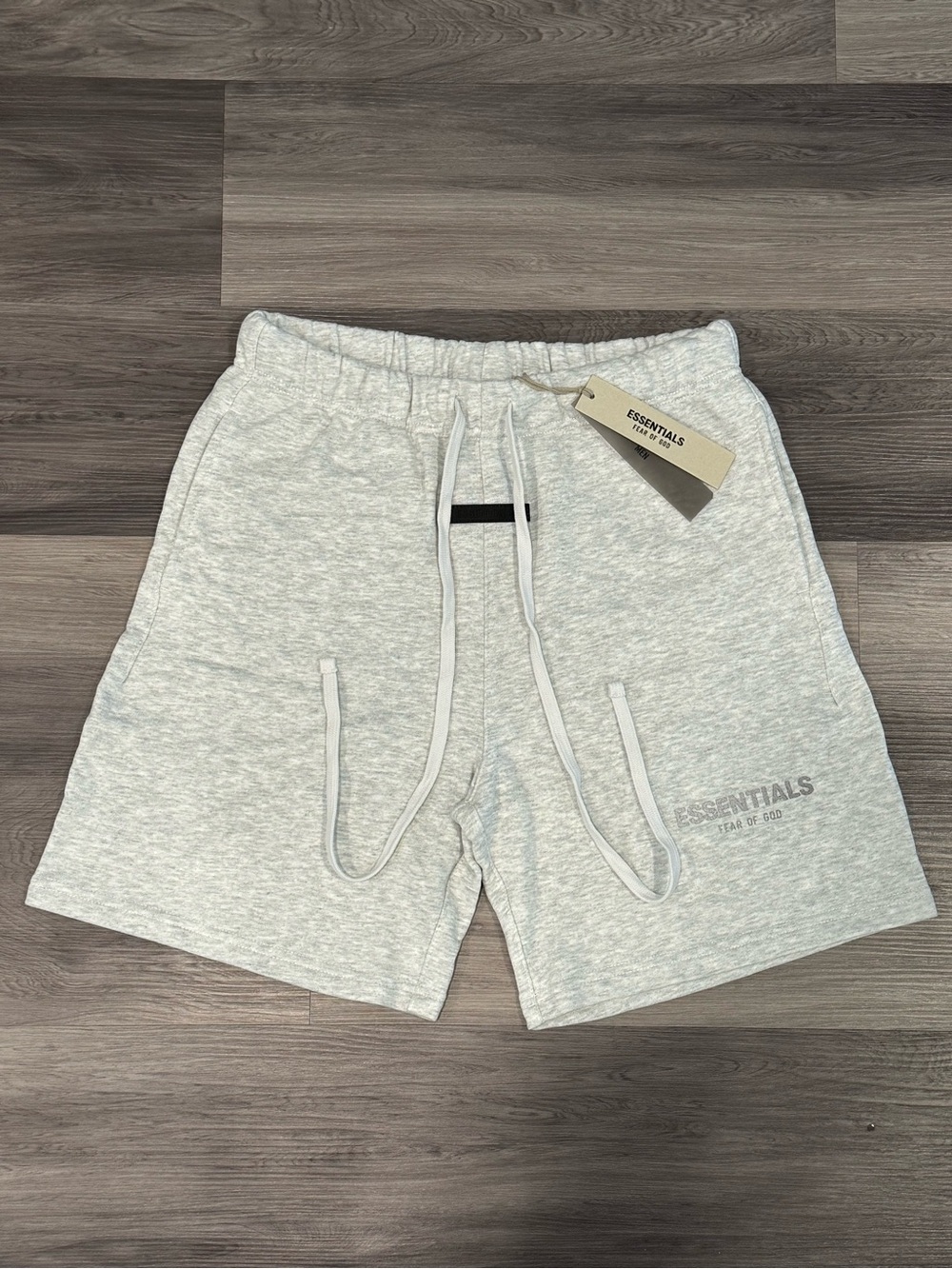 ESSENTIALS Light Heather Gray Jersey Drawstring Athletic Shorts